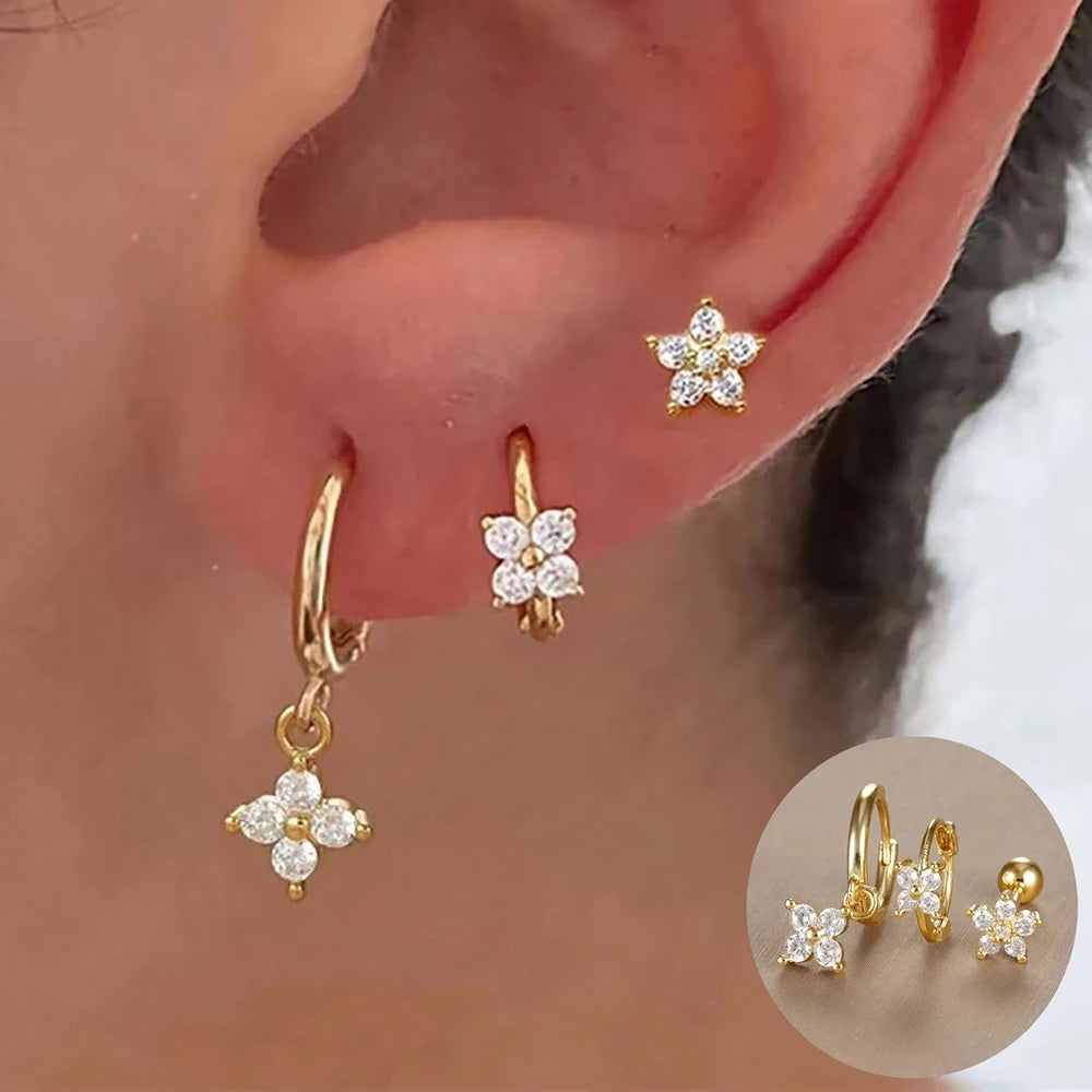 Kronen-Ohrring Set Gold (3-teilig)