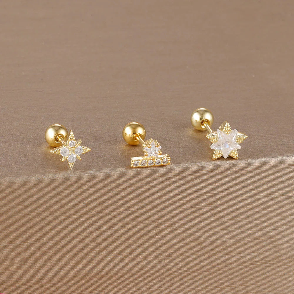 Kronen-Ohrring Set Gold (3-teilig)