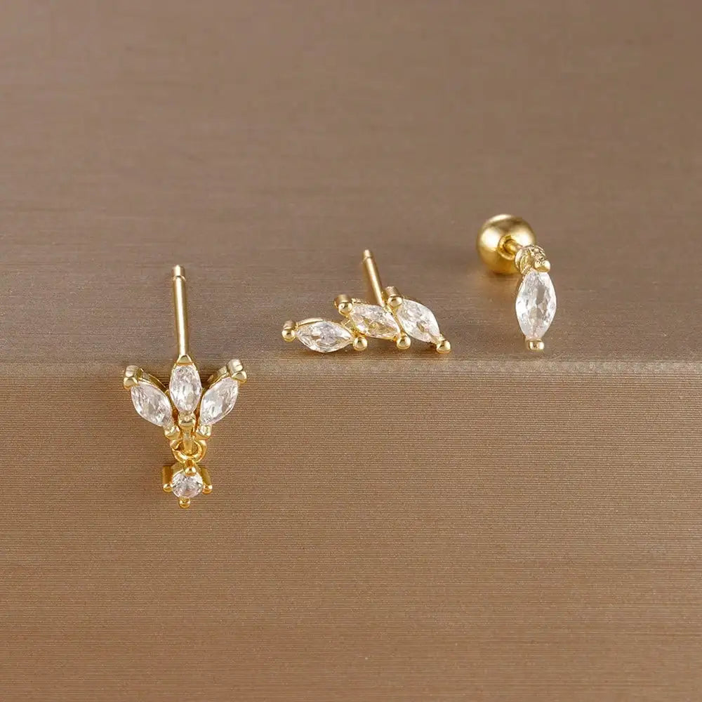 Kronen-Ohrring Set Gold (3-teilig)