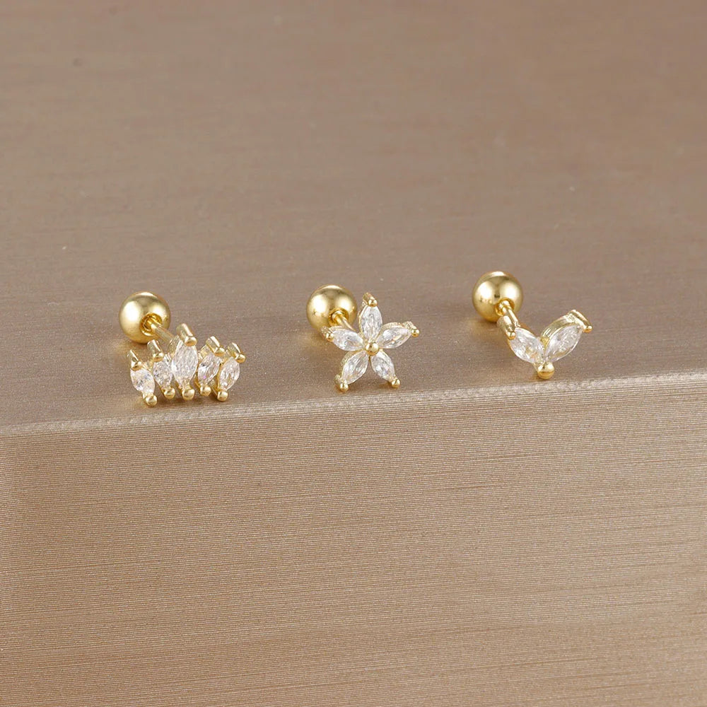 Kronen-Ohrring Set Gold (3-teilig)