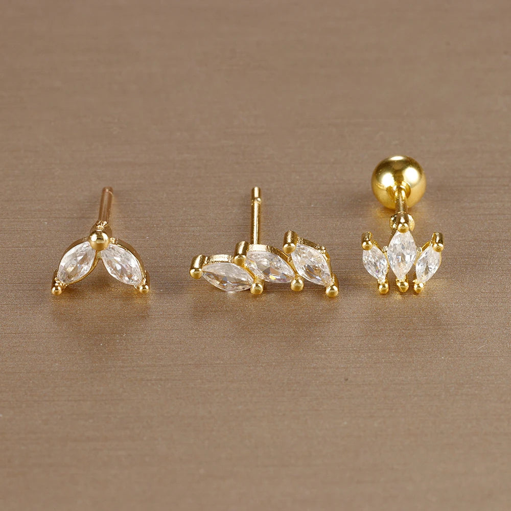Kronen-Ohrring Set Gold (3-teilig)