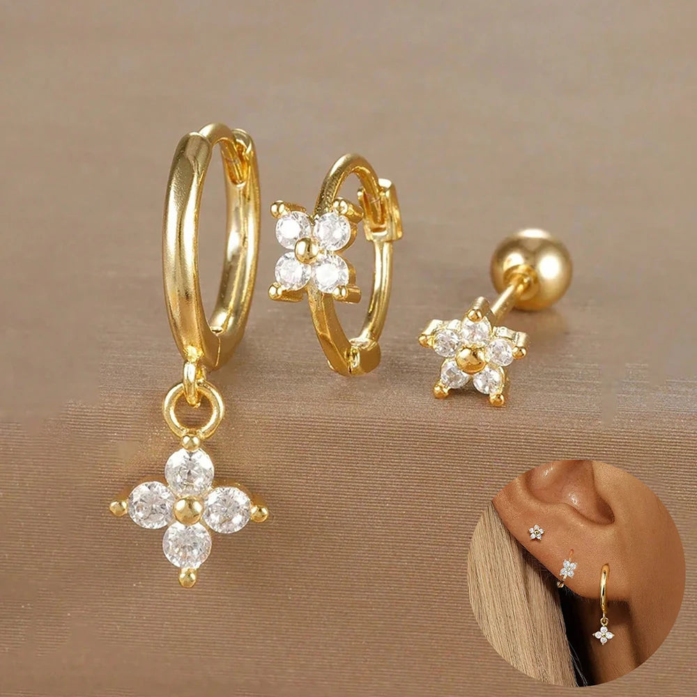 Kronen-Ohrring Set Gold (3-teilig)